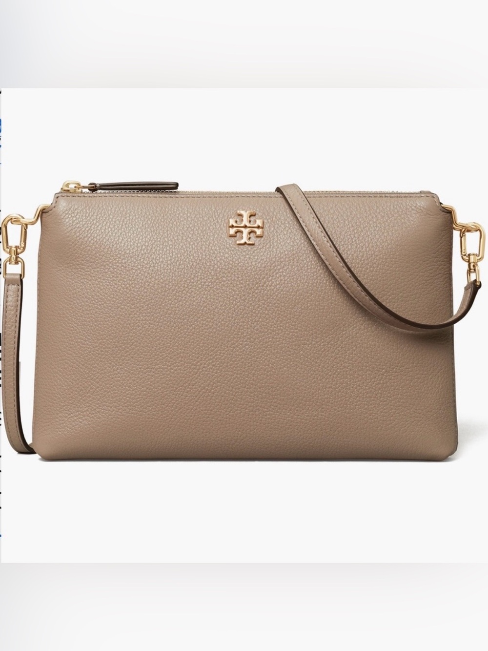 NWT Tory Burch - Mercer Pebbled Zip Crossbody, in Gray Heron
